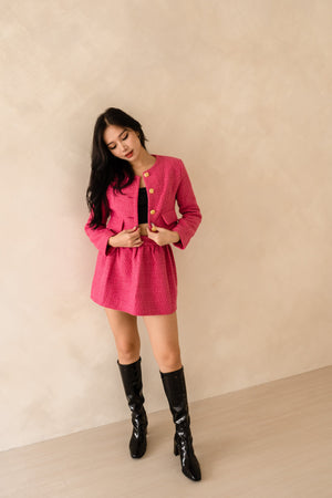 
                  
                    Load image into Gallery viewer, Faith Tweed Jacket in Hot Pink
                  
                
