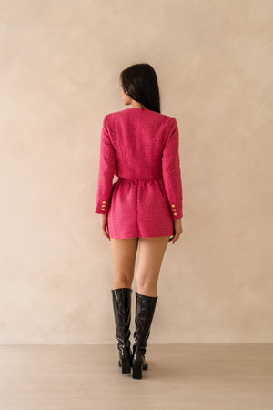 
                  
                    Load image into Gallery viewer, Faith Tweed Jacket in Hot Pink
                  
                