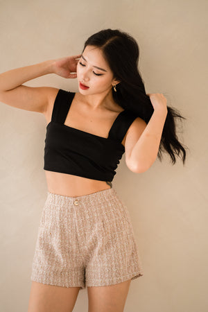 
                  
                    Load image into Gallery viewer, Elanor Tweed Highwaisted Shorts in Khaki
                  
                