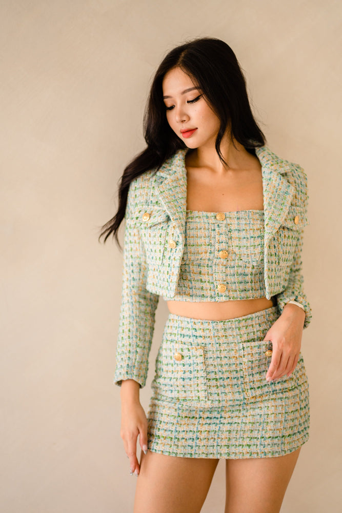 
                  
                    Load image into Gallery viewer, Rochelle Tweed Jacket in Green
                  
                
