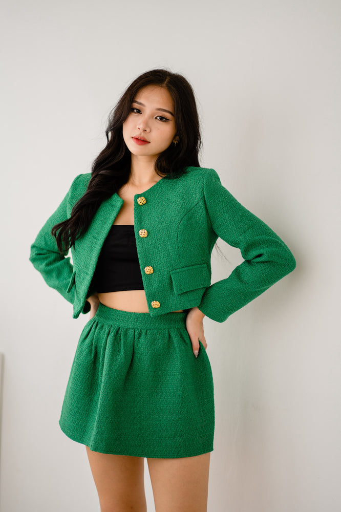 
                  
                    Load image into Gallery viewer, Faith Tweed Jacket in Green
                  
                