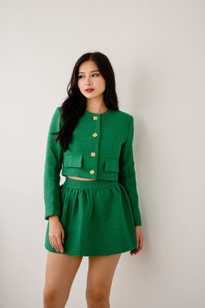 
                  
                    Load image into Gallery viewer, Faith Tweed Jacket in Green
                  
                