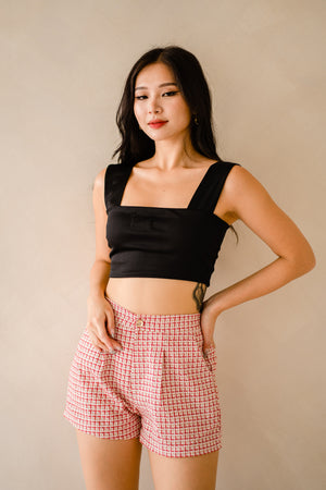 
                  
                    Load image into Gallery viewer, Elanor Tweed Highwaisted Shorts in Red Base
                  
                