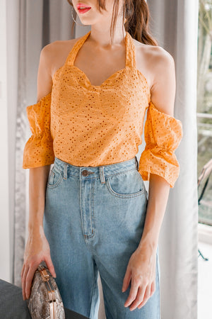 
                  
                    Load image into Gallery viewer, * PREMIUM * Jerilia Halter Crochet Top in Mustard - Self Manufactured by LBRLABEL
                  
                