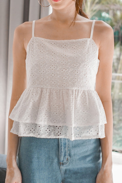 *PREMIUM* Chulia Double Layer Crochet Top in White - Self Manufactured by LBRLABEL