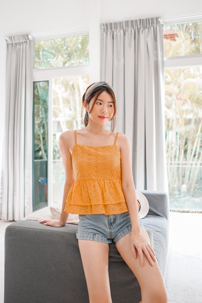 
                  
                    Load image into Gallery viewer, *PREMIUM* Chulia Double Layer Crochet Top in Mustard - Self Manufactured by LBRLABEL
                  
                