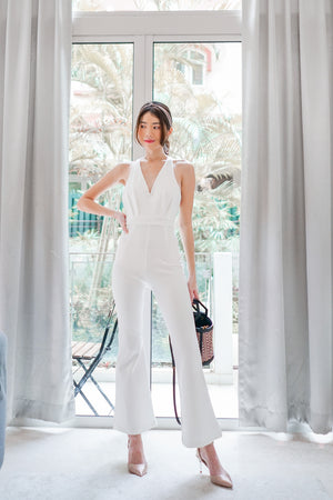 
                  
                    Load image into Gallery viewer, Fiolia Halter Jumpsuit in White
                  
                