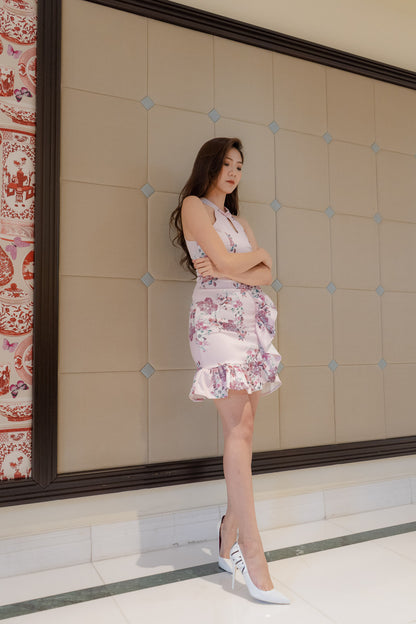 * PREMIUM * - Camilia Oriental Cheongsam Dress in Pink - Self Manufactured by LBRLABEL