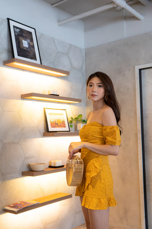 
                  
                    Load image into Gallery viewer, * PREMIUM * Audrilia Crochet Bustier Romper in Mustard Yellow - Self Manufactured by LBRLABEL
                  
                