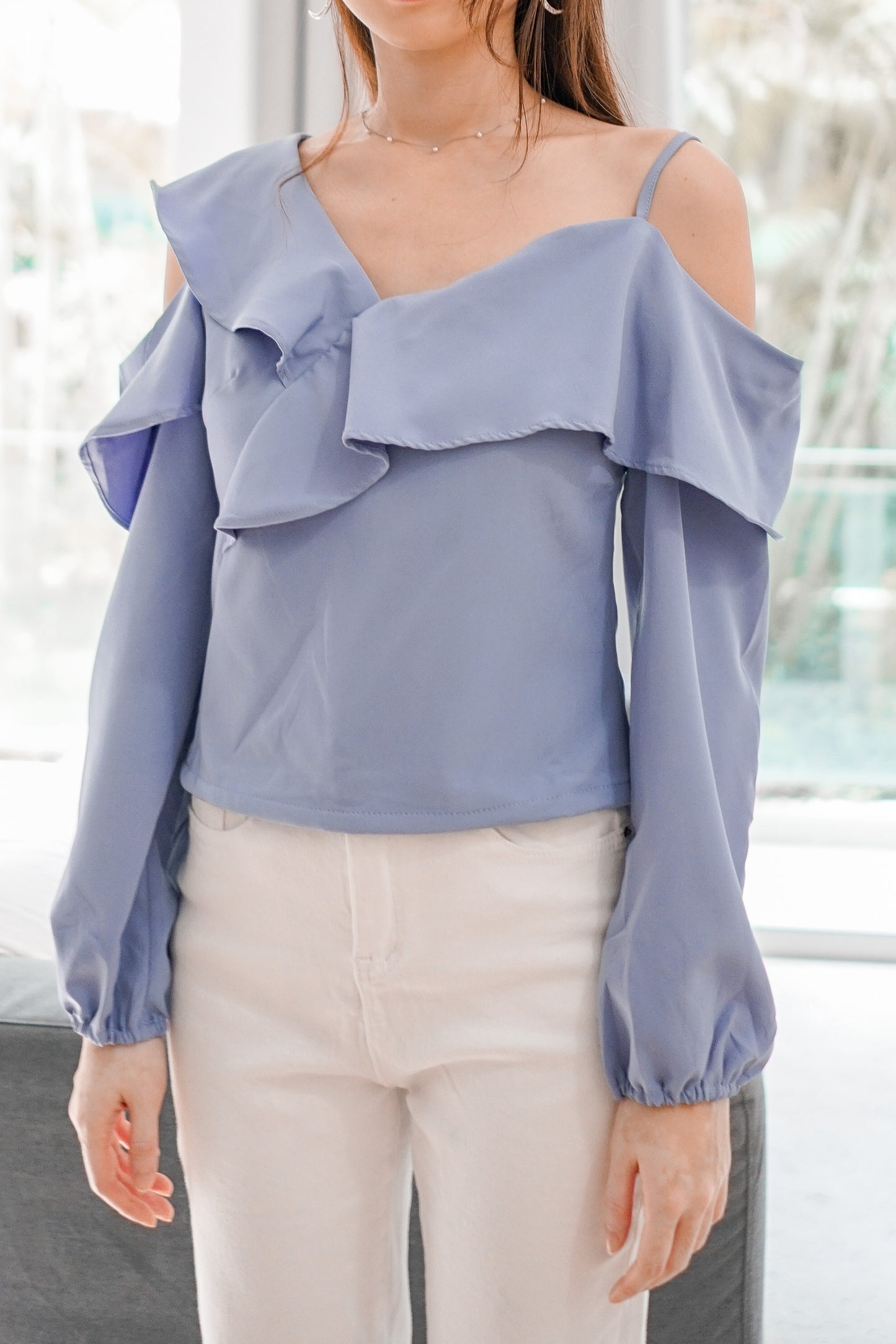 *PREMIUM * - Irolia Flutter Off Shoulder Top in Lilac - Self Manufactured by LBRLABEL