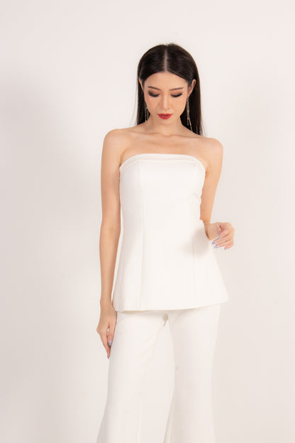 Trixielia Girl Boss Bustier Top in White