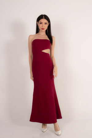 
                  
                    Load image into Gallery viewer, Gwenlia Slit Gown Dress in Burgundy
                  
                