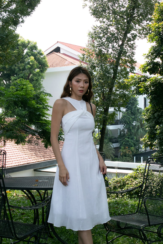 
                  
                    Load image into Gallery viewer, Lynnette Halter Dress in White
                  
                