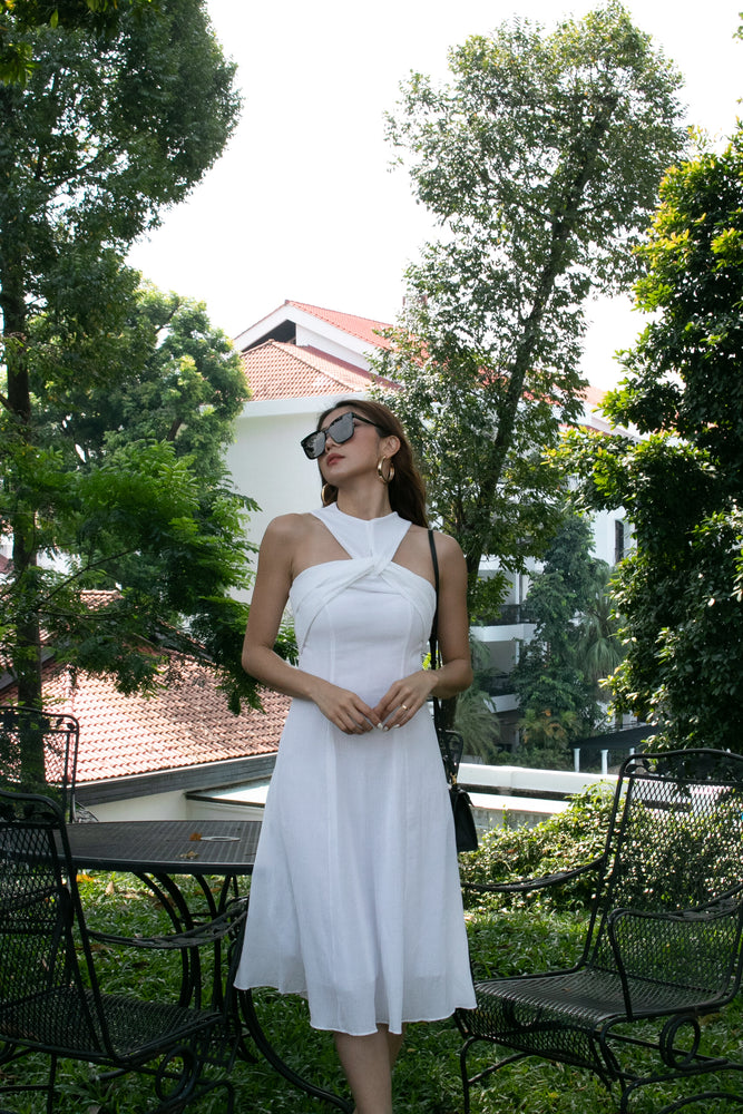 
                  
                    Load image into Gallery viewer, Lynnette Halter Dress in White
                  
                