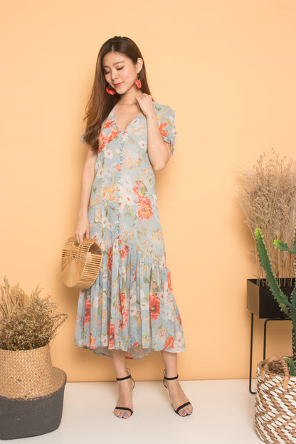 * LUXE * Evanne Floral Maxi Dress in Blue