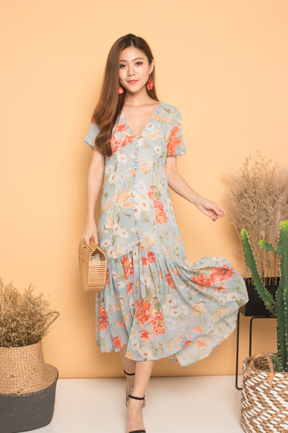 * LUXE * Evanne Floral Maxi Dress in Blue