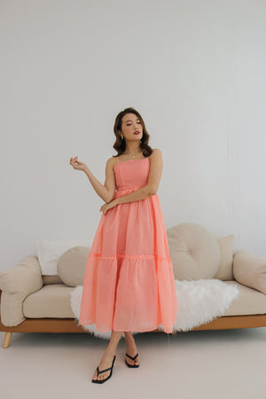 
                  
                    Load image into Gallery viewer, Freya Gown Dress in Peach Pink
                  
                