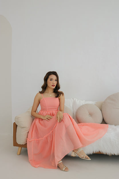 Freya Gown Dress in Peach Pink
