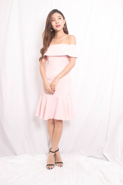 * LUXE * Jowina Off Shoulder Dress in Pink