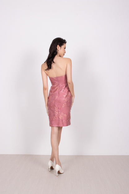 Chloelia Oriental Bustier Dress in Pink