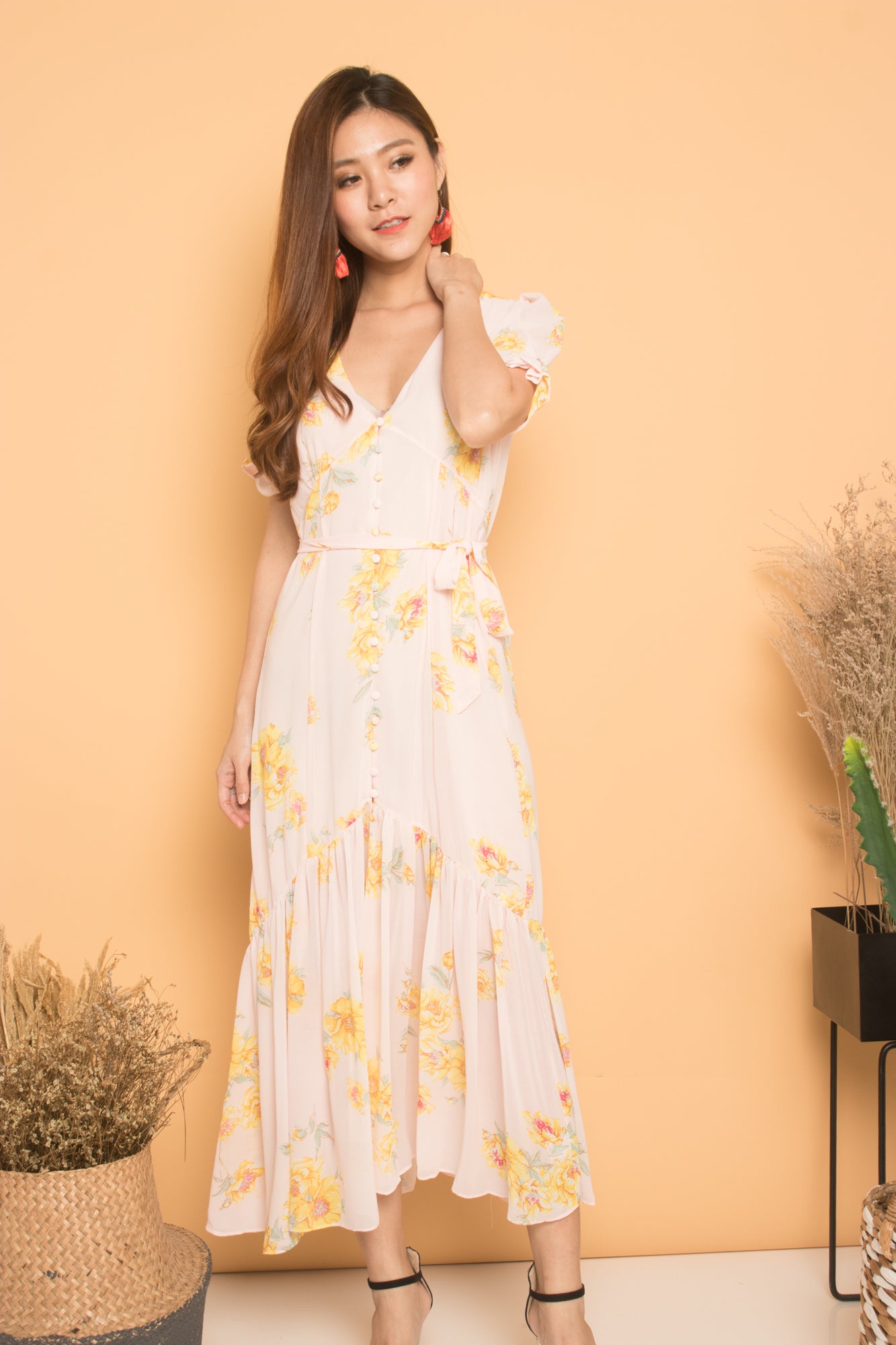 * LUXE * Evanne Floral Maxi Dress in Pink