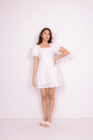 
                  
                    Load image into Gallery viewer, Melanie Babydoll Dress Romper in White
                  
                