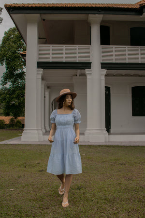
                  
                    Load image into Gallery viewer, Laura Striped Textured Dress in Light Blue
                  
                