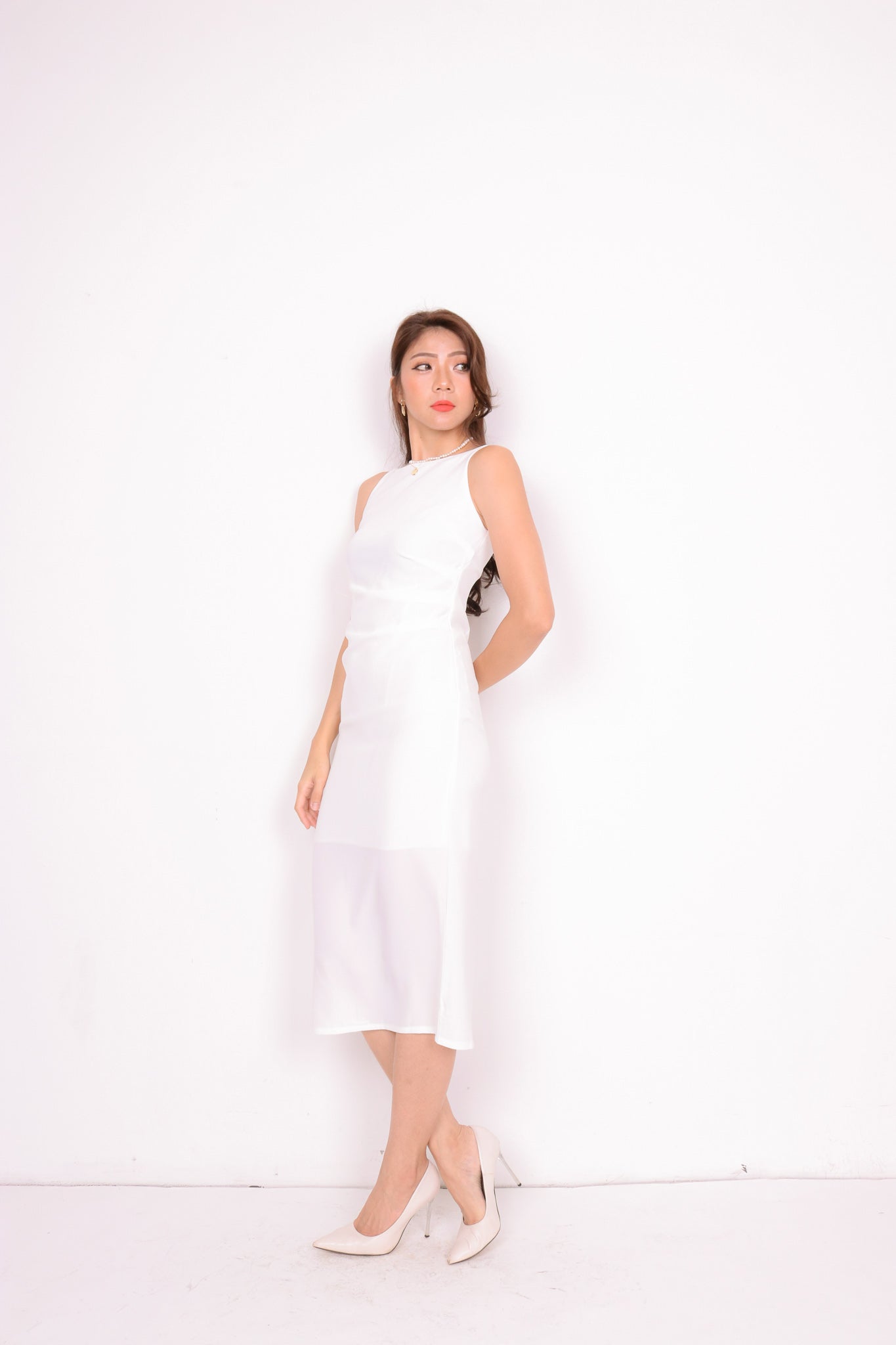 Darlene Halter Neck Dress in White