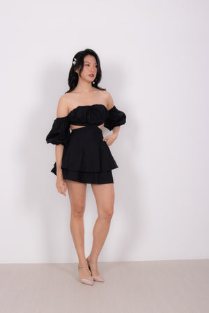 
                  
                    Load image into Gallery viewer, Angelia Off Shoulder Dress Romper in Black
                  
                