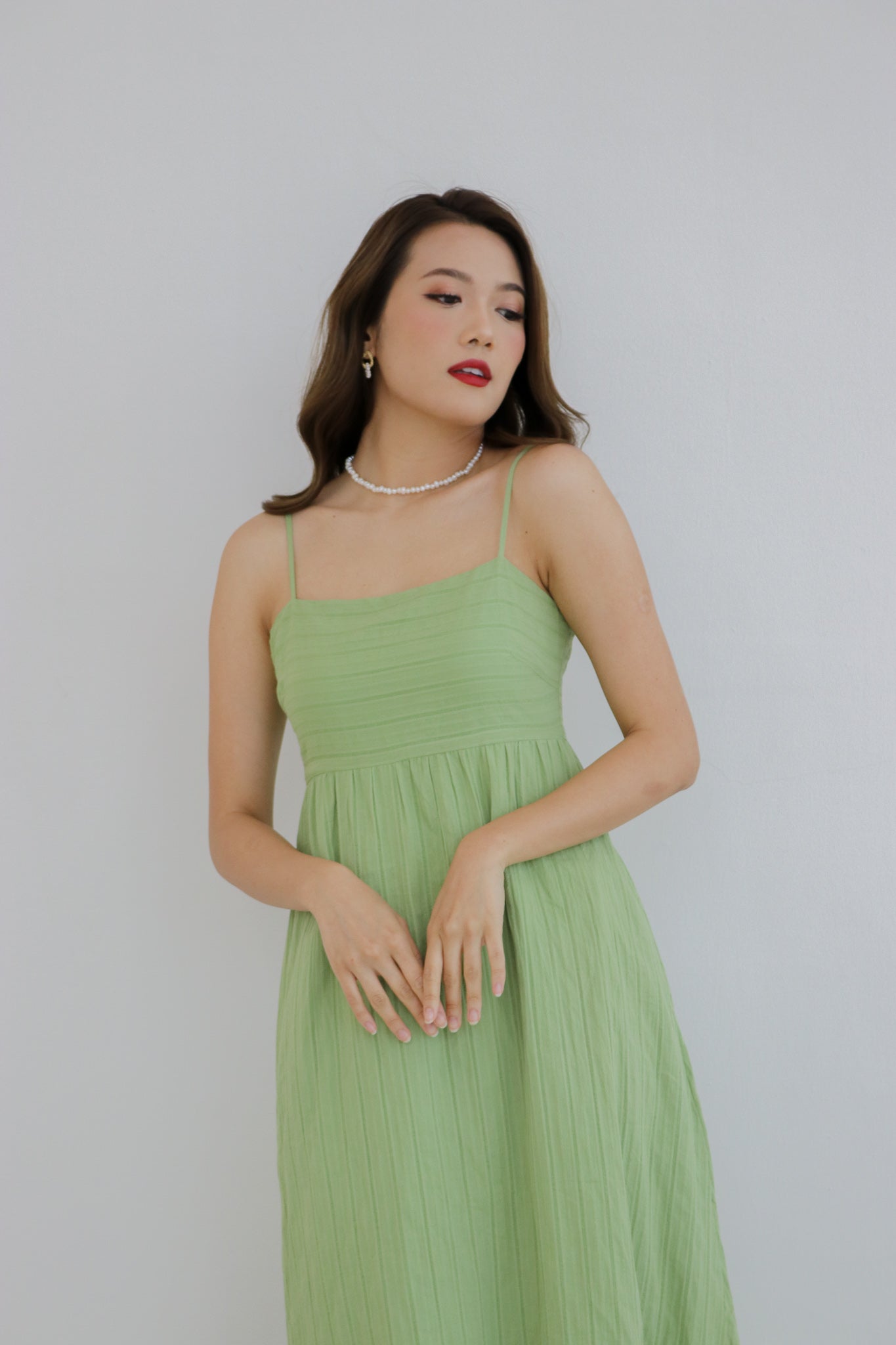Amica Linen Maxi Dress in Green
