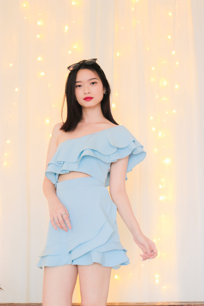 
                  
                    Load image into Gallery viewer, Celeslia Ruffles Toga Top in Blue
                  
                