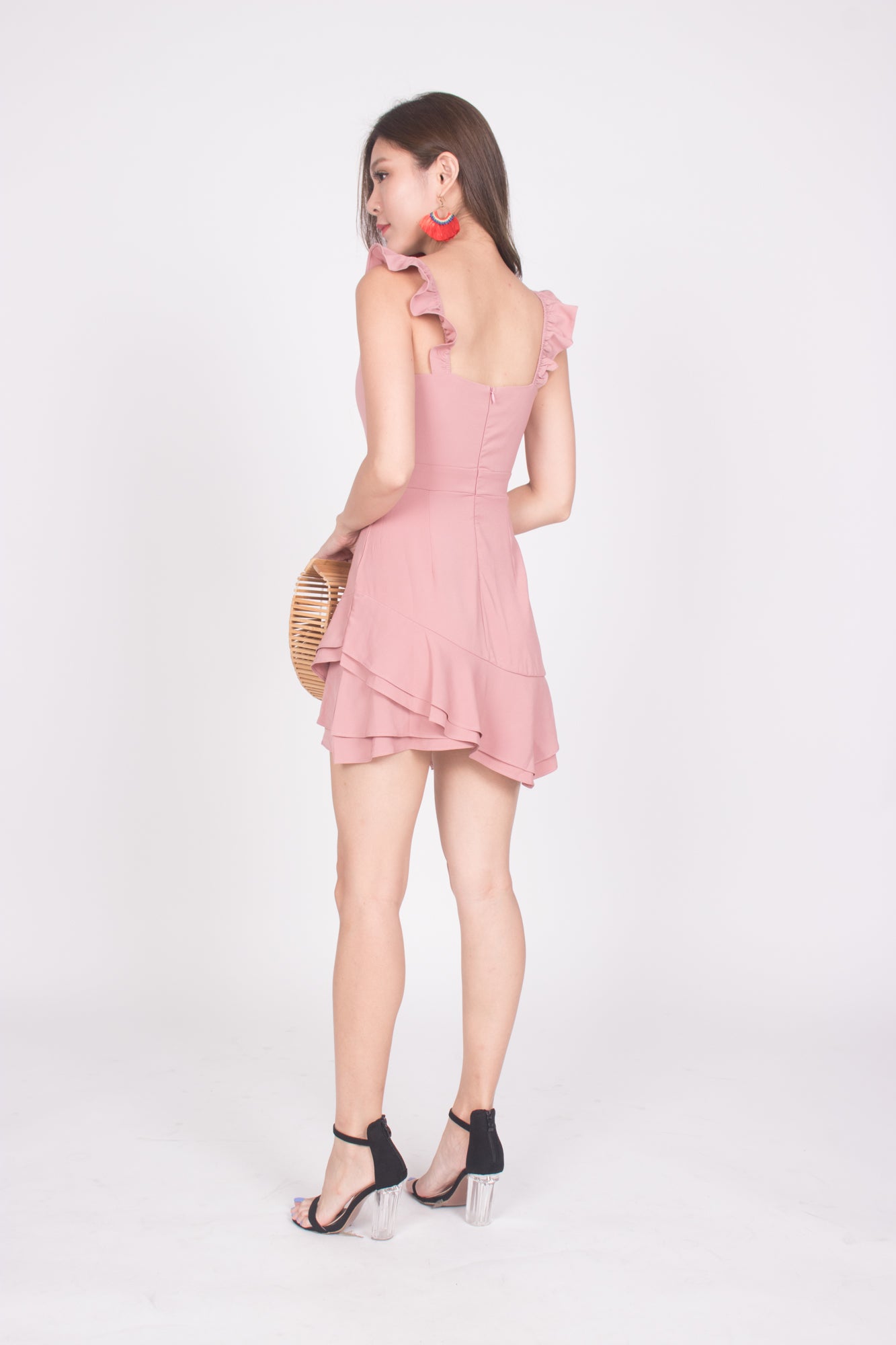 Orelia Flutter Dress in Pink