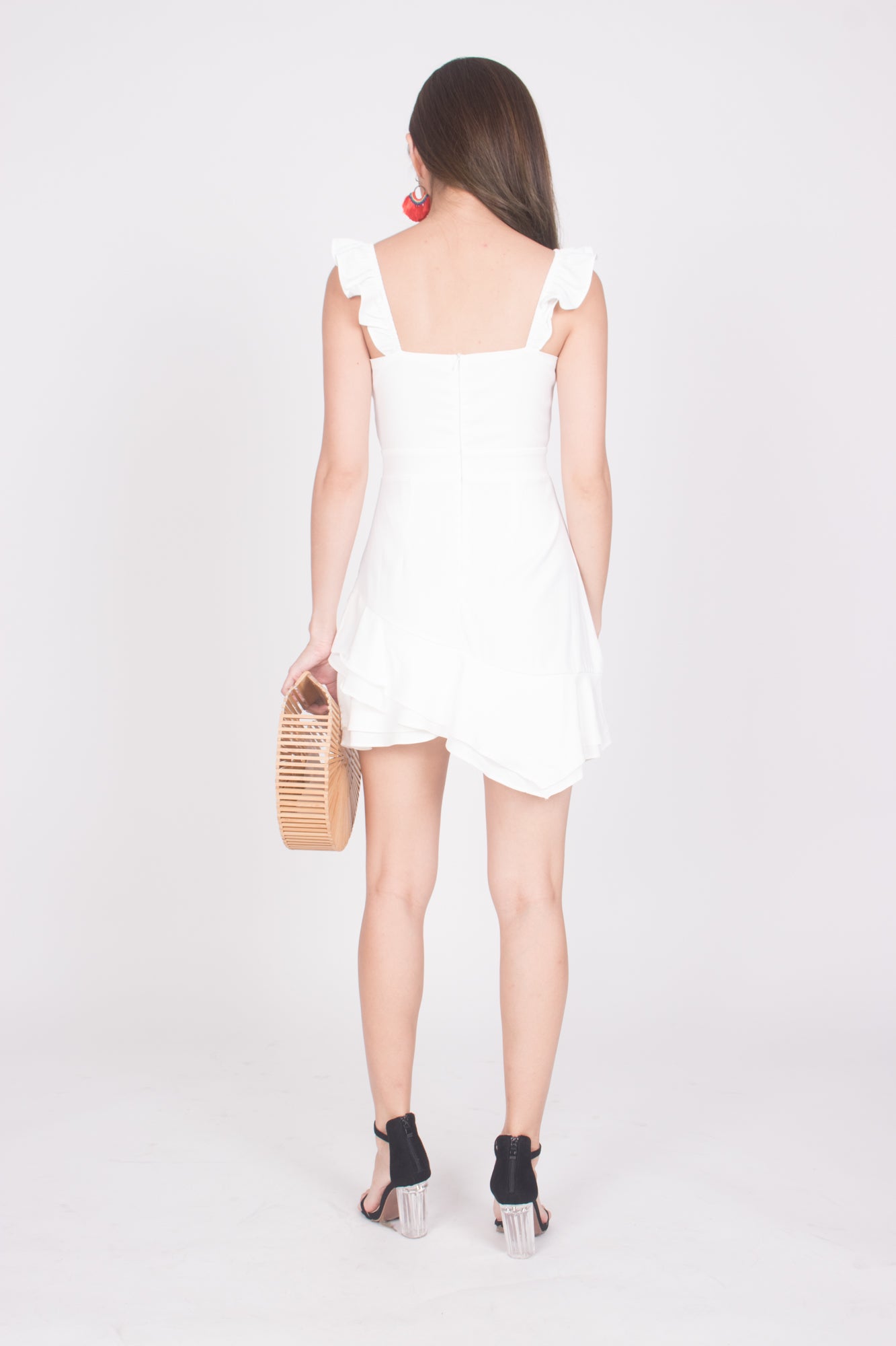 Orelia Flutter Dress in White