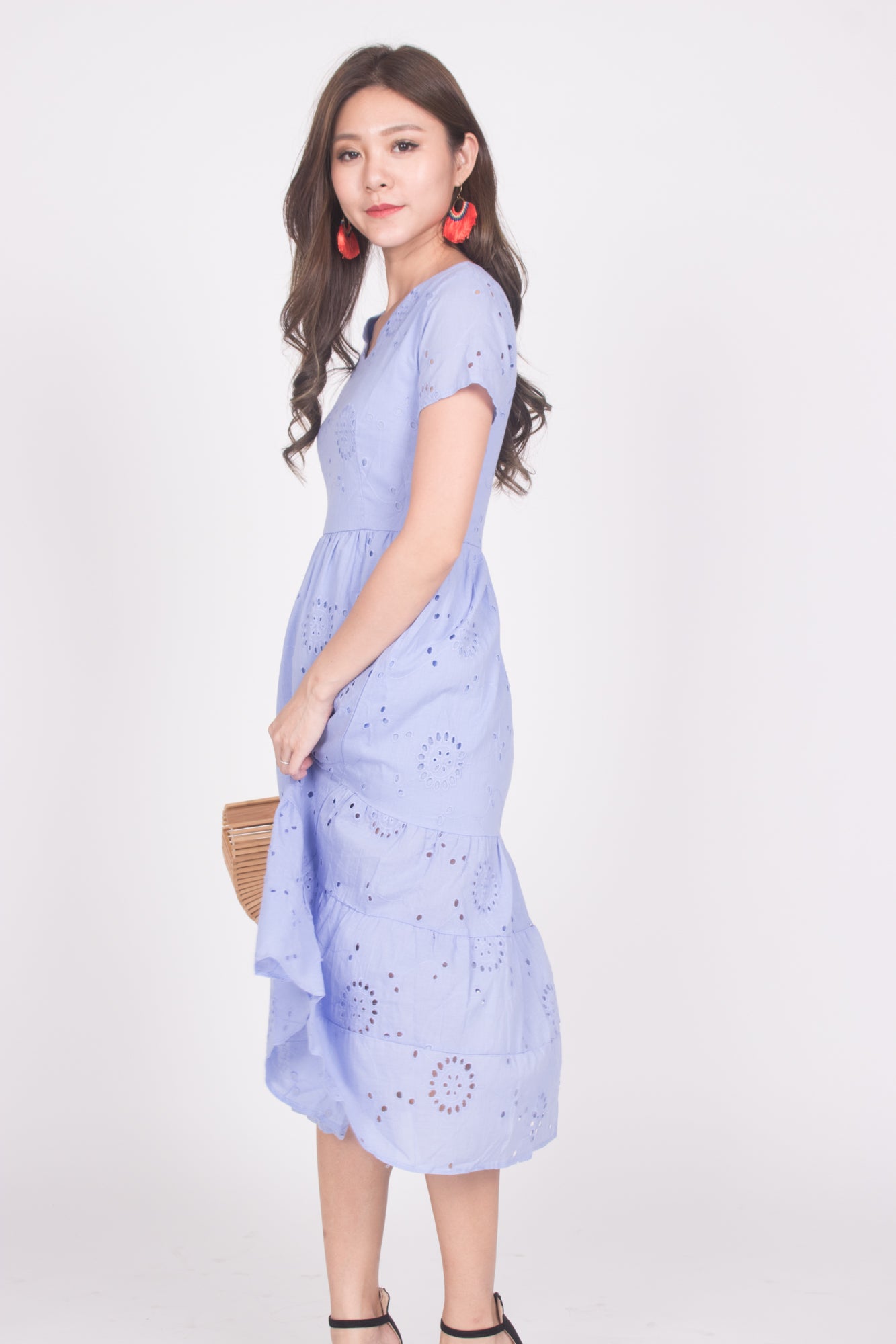 Yista Eyelet Midi Dress in Lilac