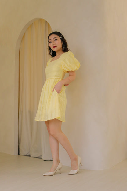 Melanie Babydoll Romper in Pastel Yellow