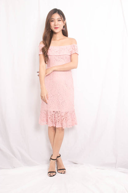 Callina Crochet Dress in Pink