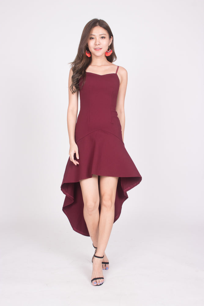 
                  
                    Load image into Gallery viewer, * PREMIUM * Amarilia Fishtail Dress in Burgundy -  LBRLABEL MANUFACTURED
                  
                