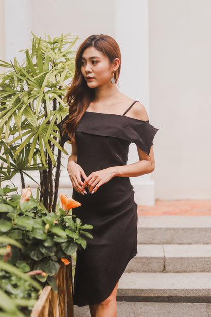 Ily Asymmetrical Dress in Black