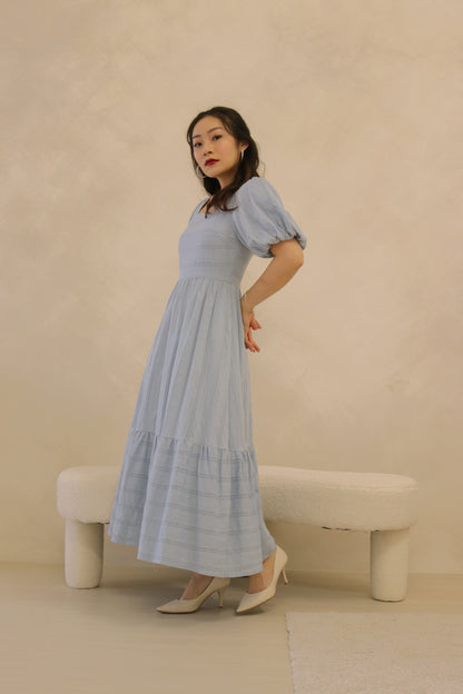 Madelyn Linen Maxi Dress in Sky Blue