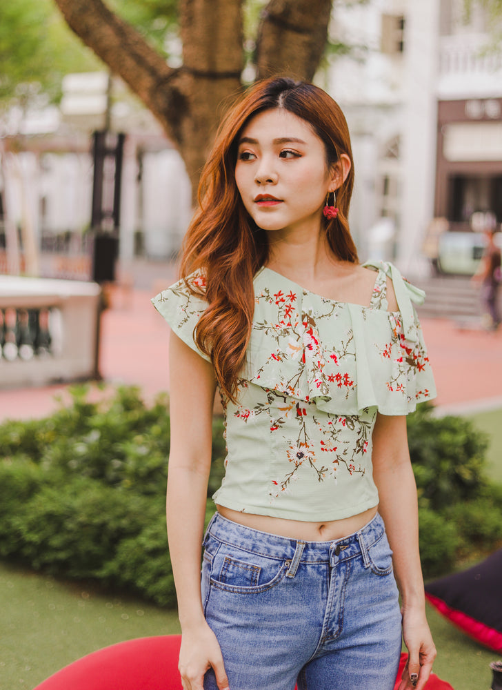 *PREMIUM* - Plerilia Floral Toga Top in Mint - Self Manufactured by LBRLABEL only