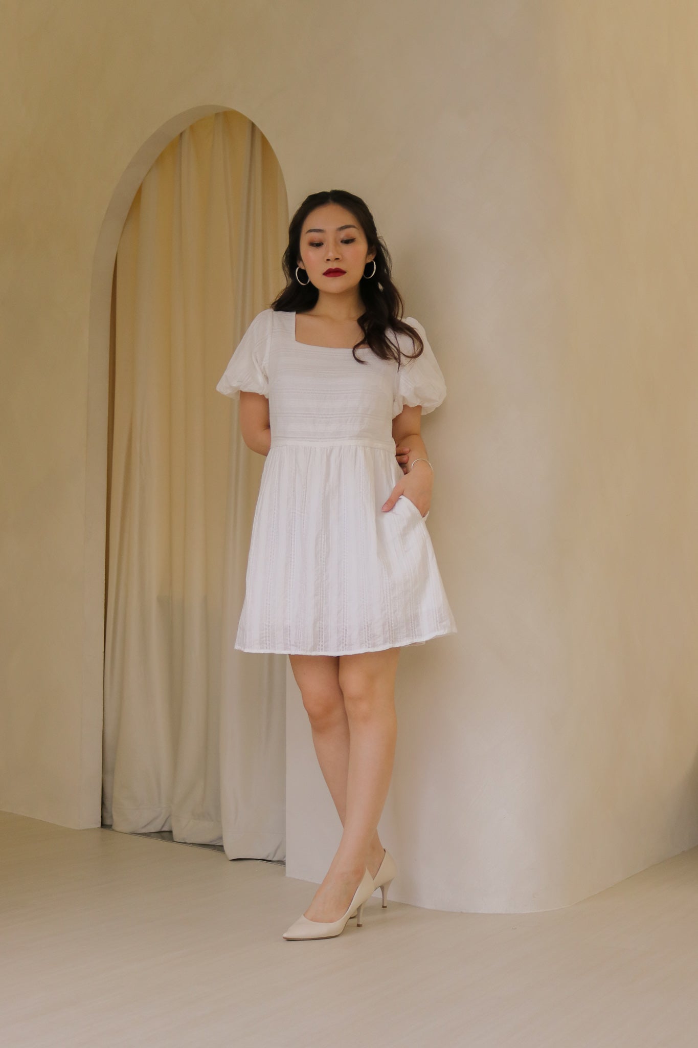 Melanie Babydoll Dress Romper in White