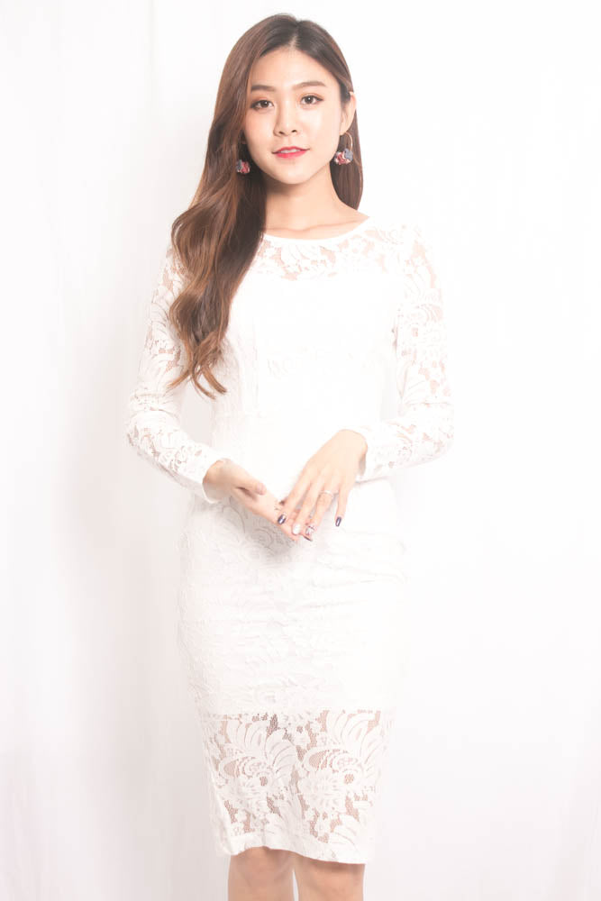Jaysie Crochet Dress in White