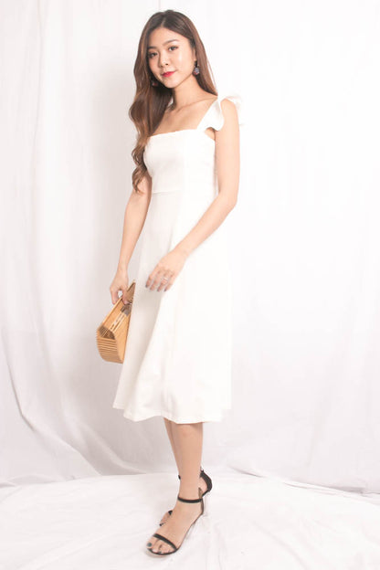 Melody Flutter Midi Dress in White