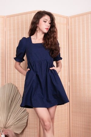 
                  
                    Load image into Gallery viewer, Jenilia Babydoll Dress Romper in Navy
                  
                