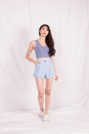 
                  
                    Load image into Gallery viewer, *PREMIUM* - Jewelia High-Waisted Shorts in Baby Blue - Self Manufactured by LBRLABEL
                  
                