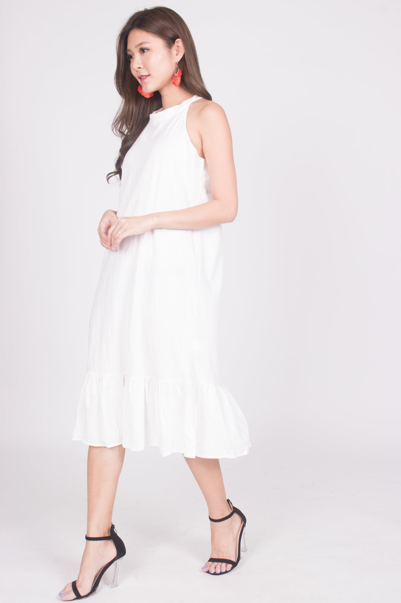 Heiley Halter Dress in White