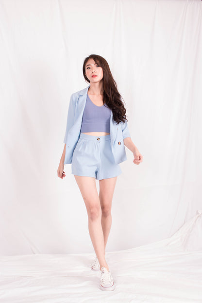 *PREMIUM* - Shelia Suit up Blazer in Baby Blue - Self Manufactured by LBRLABEL