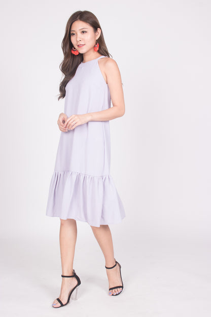 Heiley Halter Dress in Lilac Grey