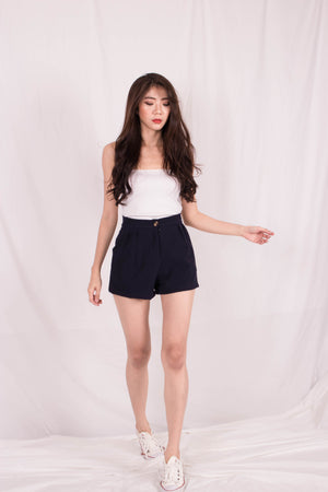 
                  
                    Load image into Gallery viewer, *PREMIUM* - Jewelia High-Waisted Shorts in Navy - Self Manufactured by LBRLABEL
                  
                