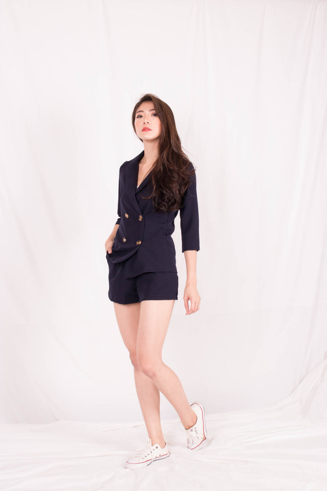 
                  
                    Load image into Gallery viewer, *PREMIUM* - Shelia Suit up Blazer in Navy - Self Manufactured by LBRLABEL
                  
                